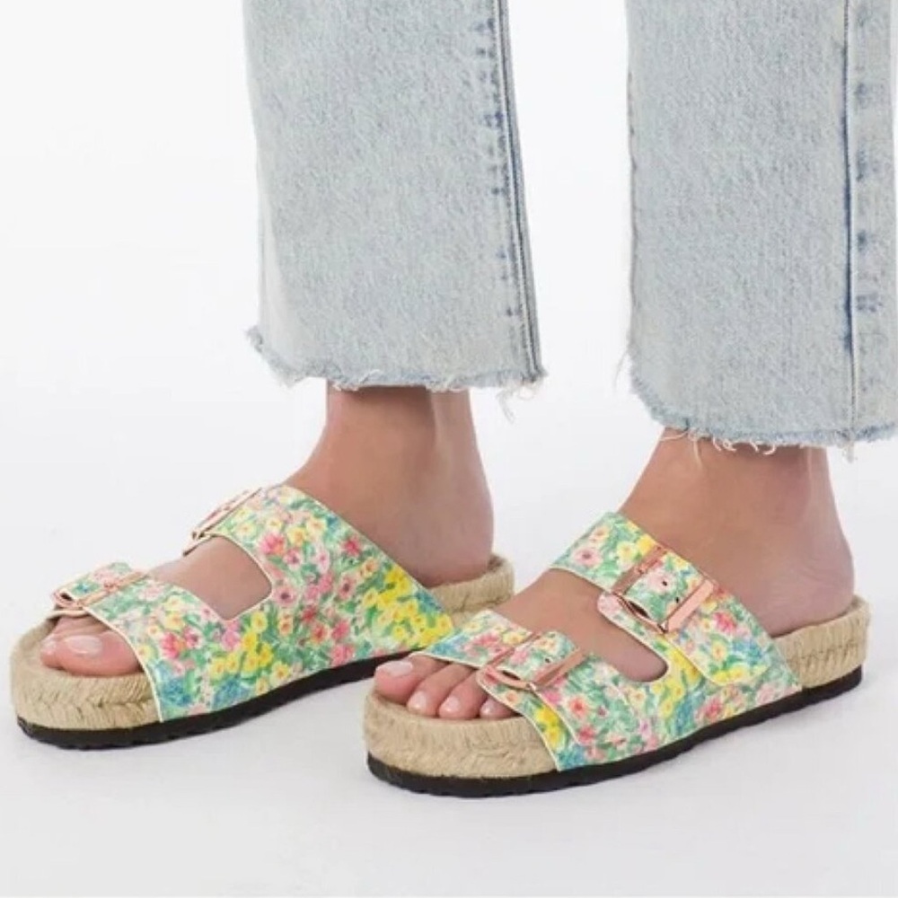 LoveShackFancy x Manebi Nordic Sandals Floral Rainbow Skies - 8.5